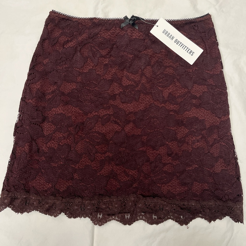 Urban Outfitters Dark Brown Lace Mini Skirt